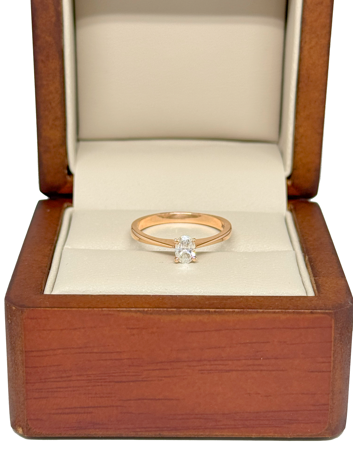 Anillo de Compromiso en Oro Rosa de 14K con Diamante Natural Corte Oval de .29 cts DJ3966