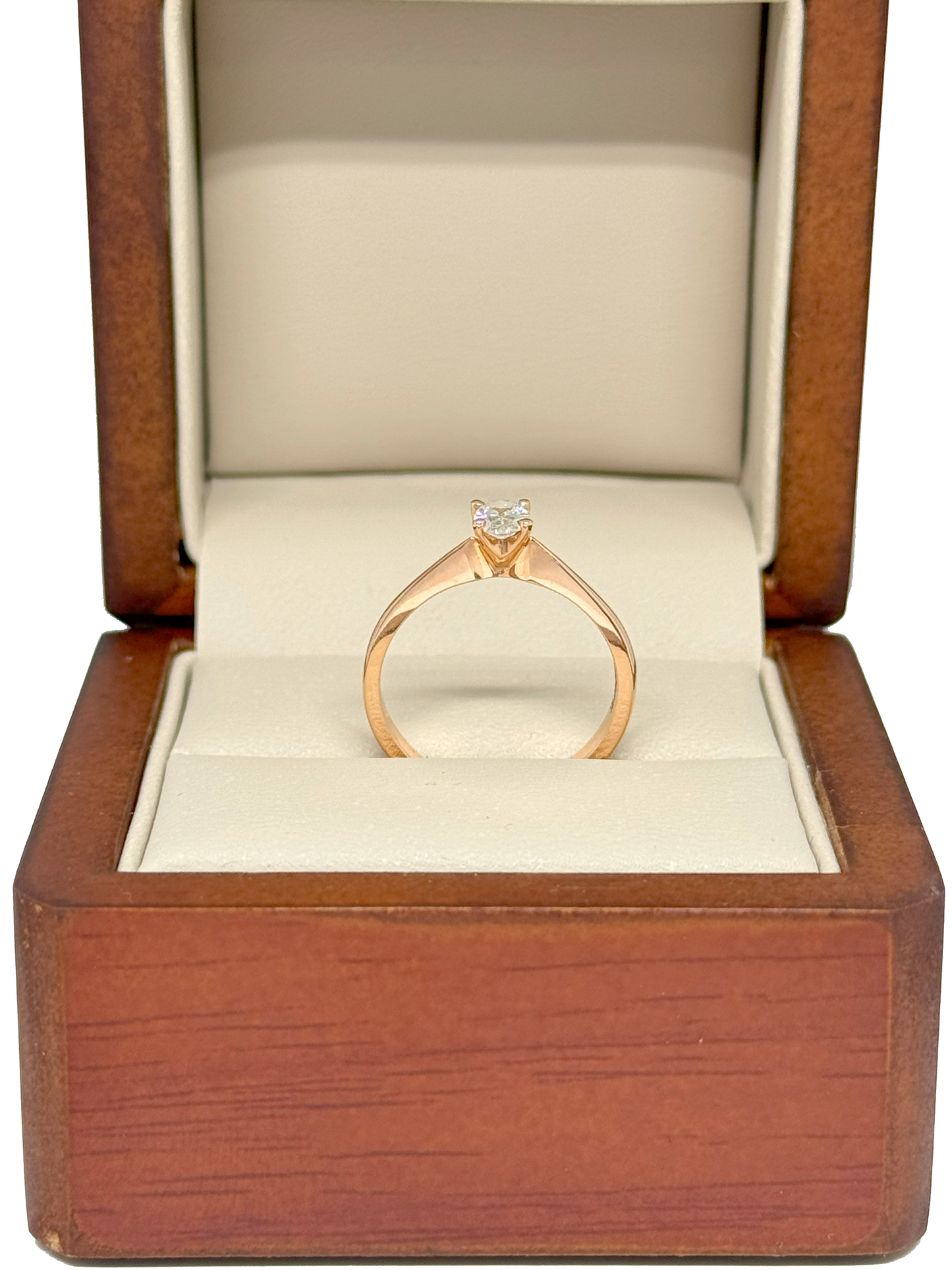 Anillo de Compromiso en Oro Rosa de 14K con Diamante Natural Corte Oval de .29 cts DJ3966