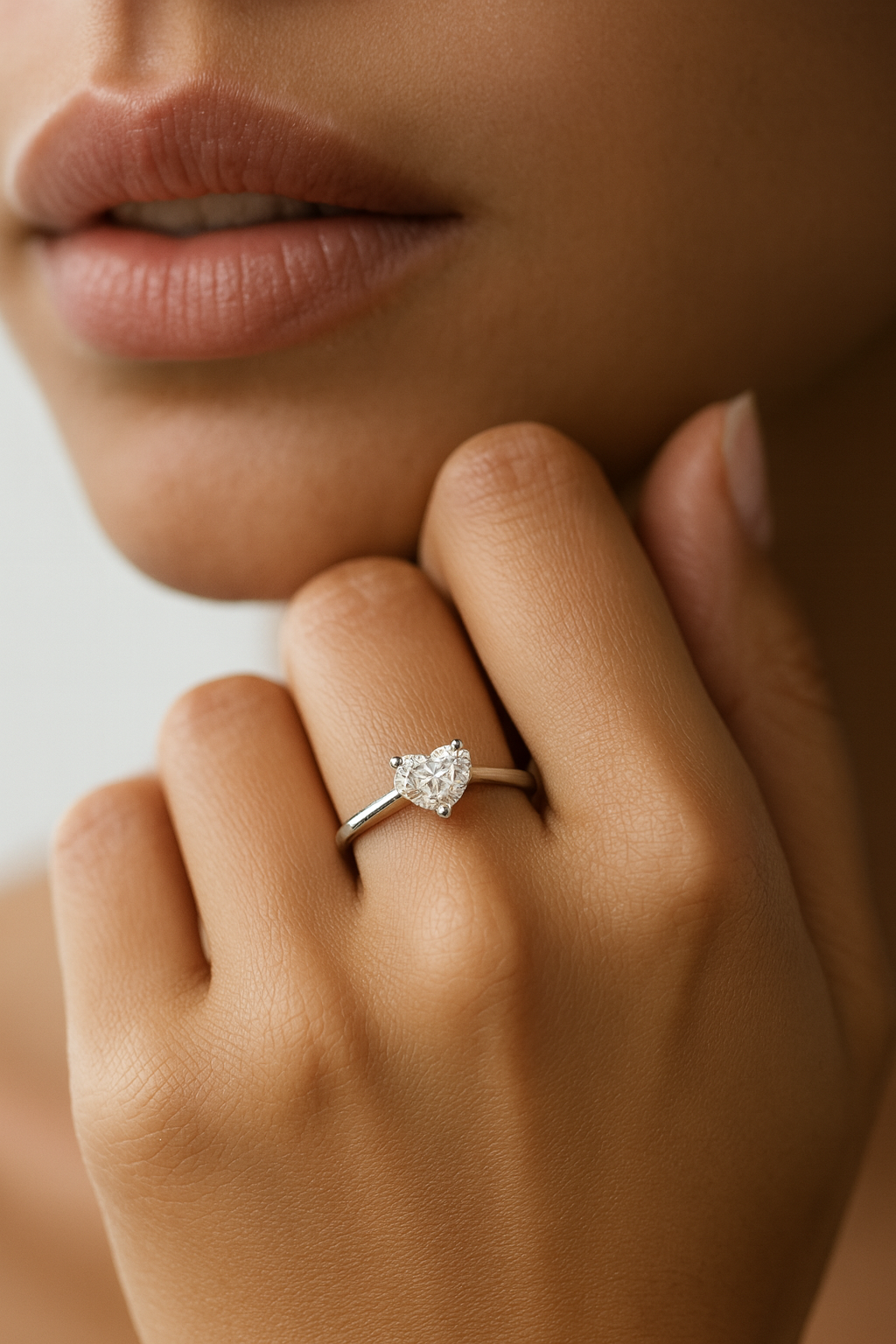 Anillo de Compromiso en Oro Blanco 14K con Diamante Natural Corte Corazón .80 ct, certificado GIA DJ40789