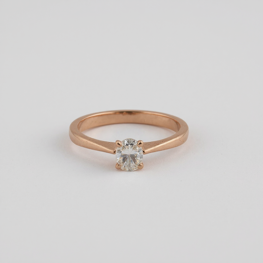Anillo de Compromiso en Oro Rosa de 14K con Diamante Natural Corte Oval de .29 cts DJ3966