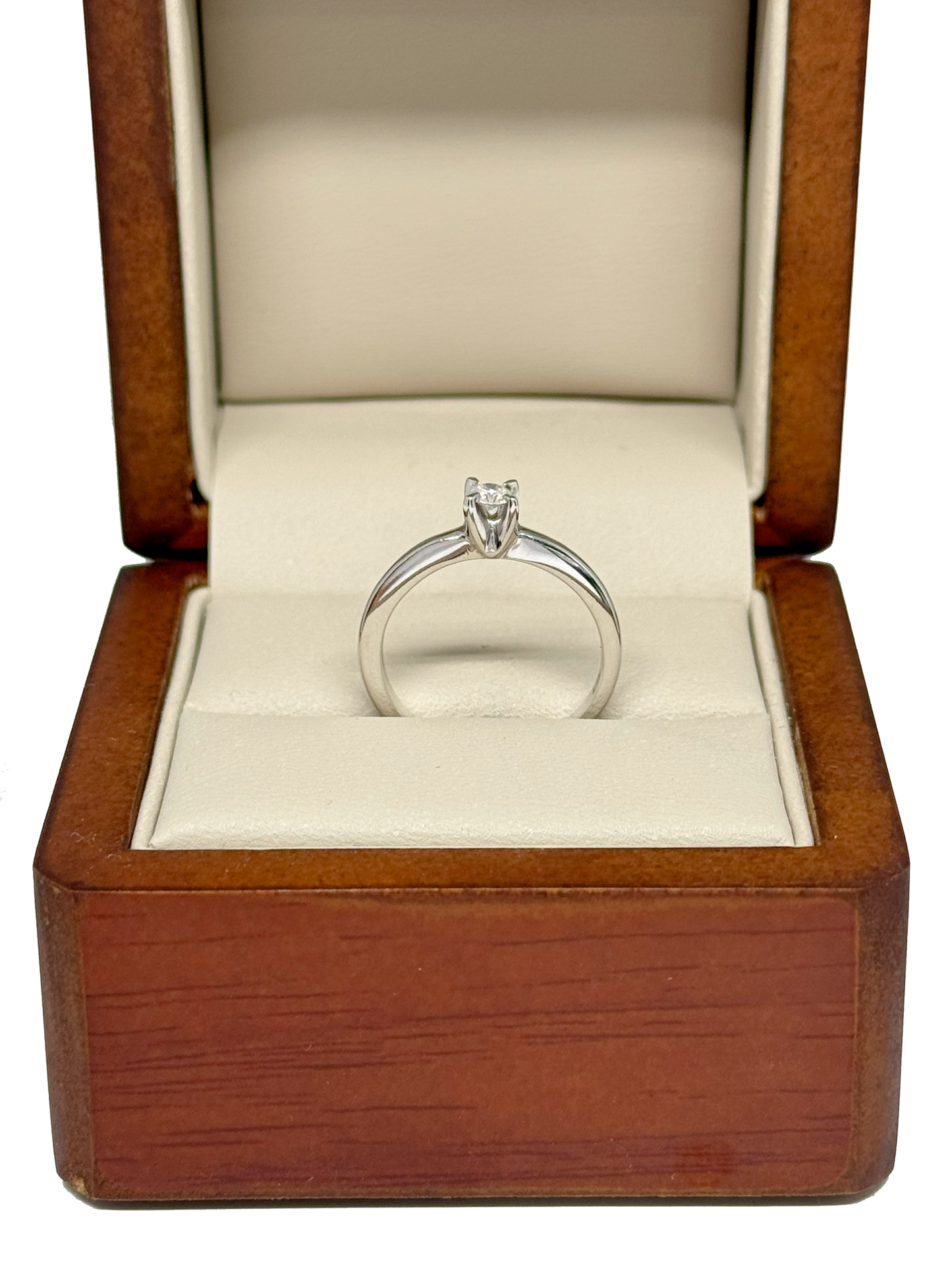 Anillo de Compromiso en Oro Blanco de 14K con Diamante Natural (.10 cts) – Modelo Estrella DJ2412