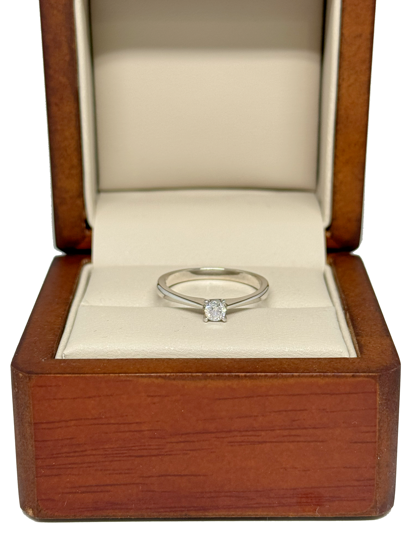 Anillo de Compromiso en Oro Blanco de 14K con Diamante Natural Redondo (.17 cts) DJ3910