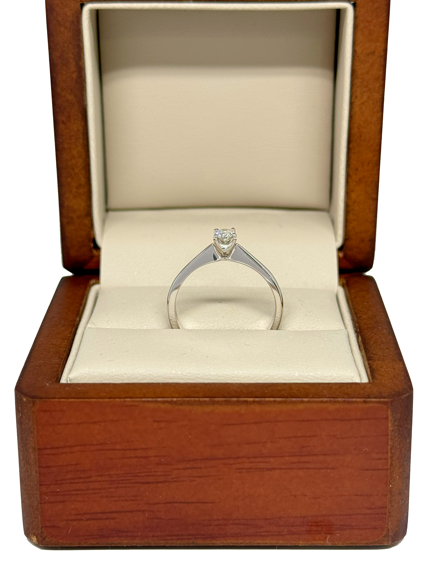 Anillo de Compromiso en Oro Blanco de 14K con Diamante Natural Redondo (.17 cts) DJ3910