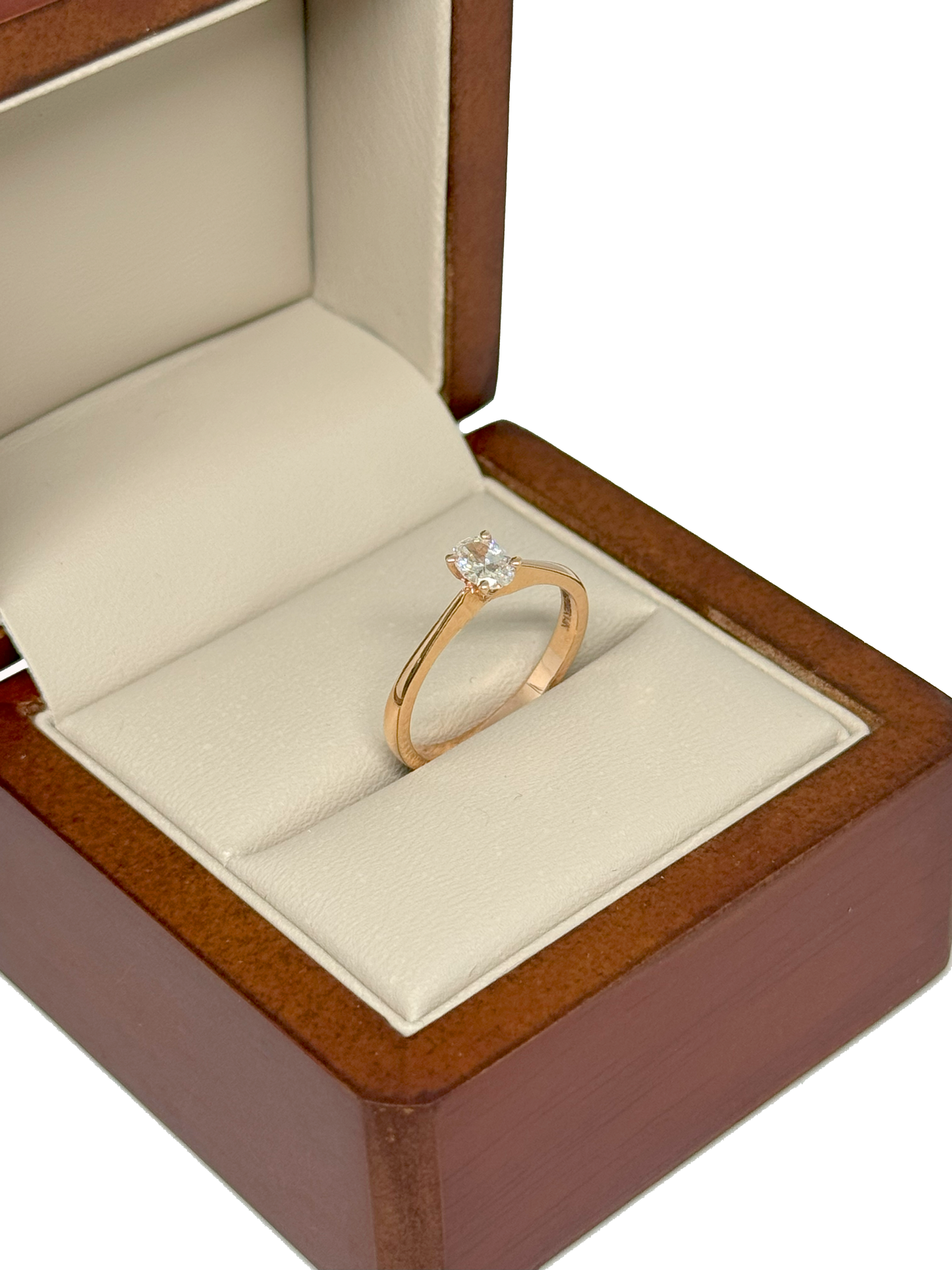 Anillo de Compromiso en Oro Rosa de 14K con Diamante Natural Corte Oval de .29 cts DJ3966