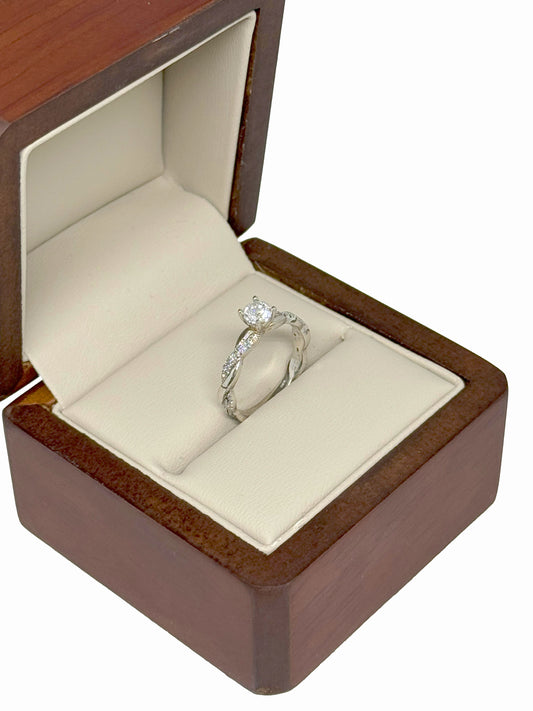 Anillo de Compromiso Entrelazado en Oro Blanco 14K con Diamante Natural Certificado GIA (.40 ct) DJ3972