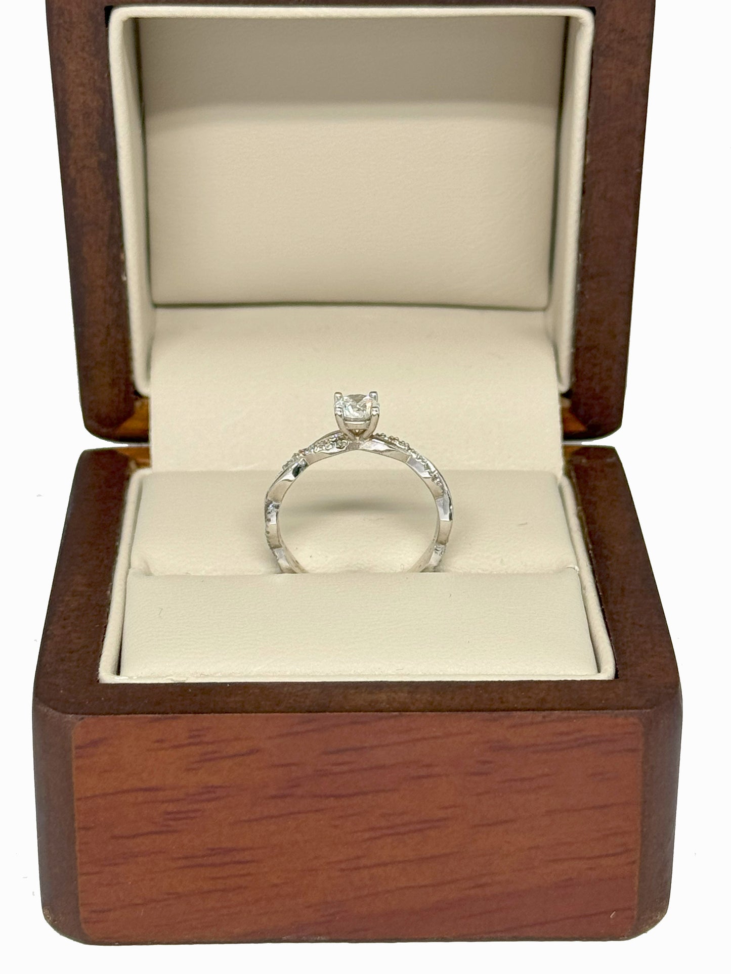 Anillo de Compromiso Entrelazado en Oro Blanco 14K con Diamante Natural Certificado GIA (.40 ct) DJ3972