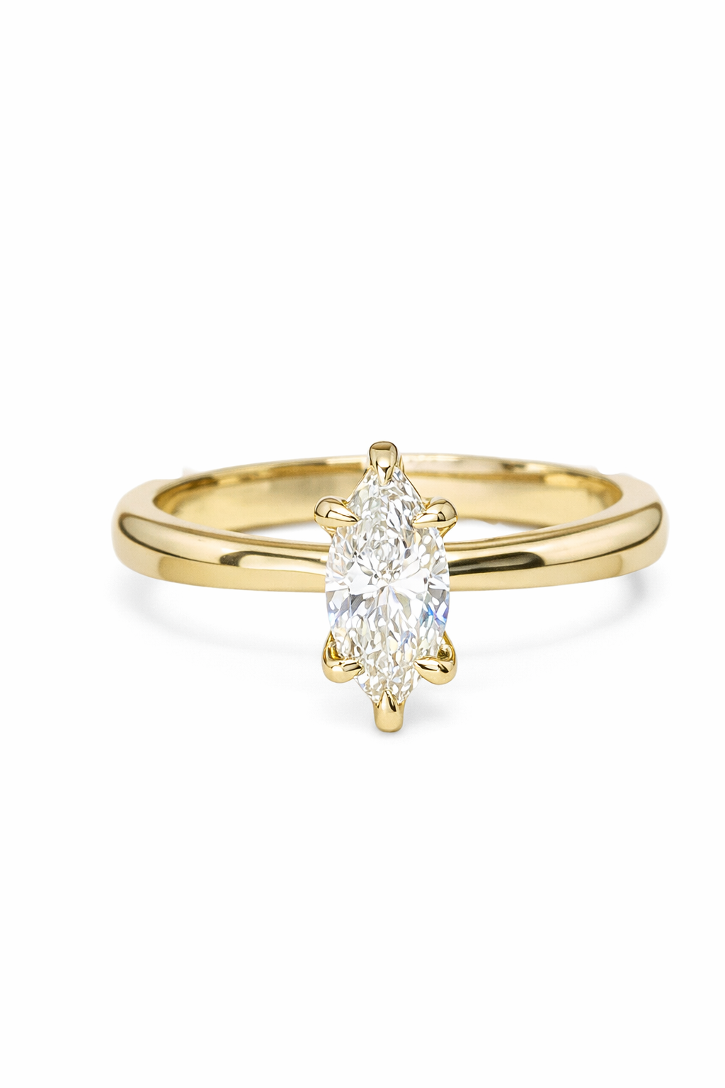 Anillo de compromiso en oro amarillo de 14K con diamante natural corte Marquís de 0.50 cts. DJ4120