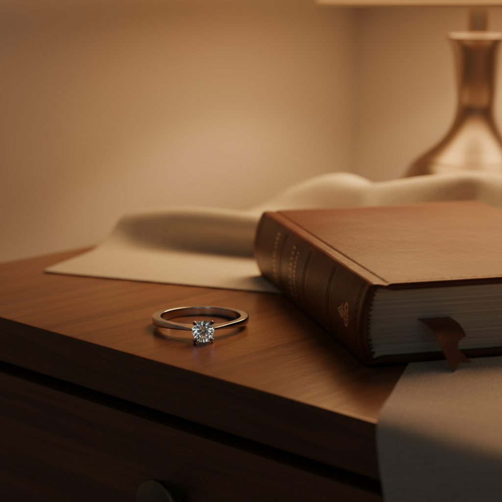 Anillo de Compromiso en Oro Blanco de 14K con Diamante Natural Redondo (.17 cts) DJ3910